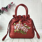 Women Embroidery Flower Cosmetic Bag – Ethnic Mini Purse & Pouch Cosmetic Pouch Richie's Burgundy