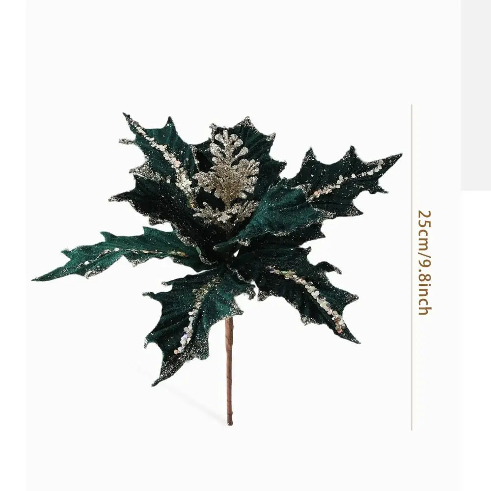 Glitter Poinsettia Artificial Christmas Flower 15cm DIY Decor Christmas Artificial Flower Richie's