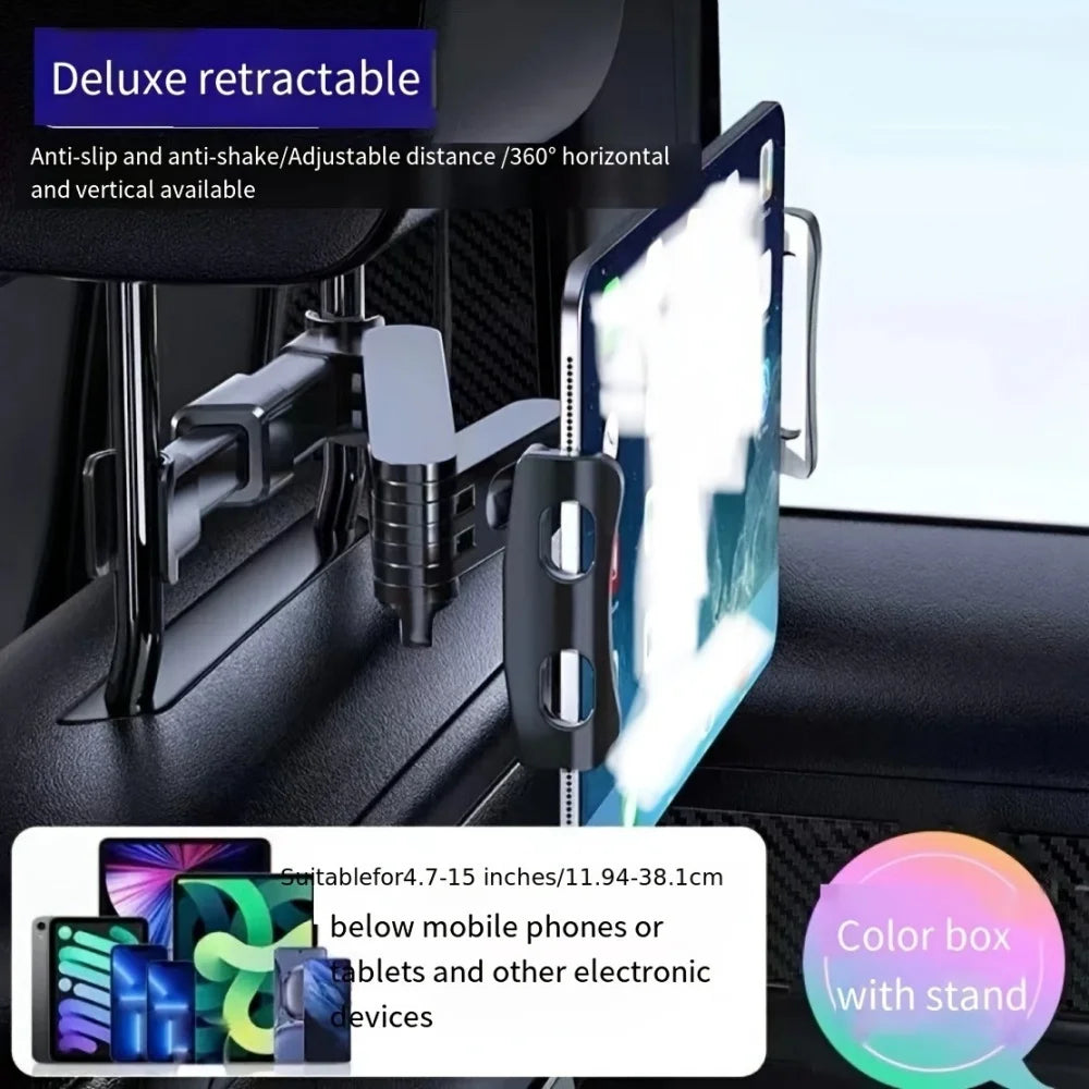 Car Headrest Phone & Tablet Holder – 360° Rotating, 5–13" Car Headrest Mount Richie's