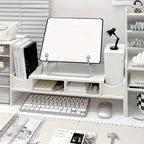 White Minimalist Monitor Stand Riser with Open Storage Monitor Stand Riser Richie's