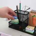 Black Metal Mesh Desk Organizer – 3-Compartment Pen Holder Desk Organizer Richie's Default Title