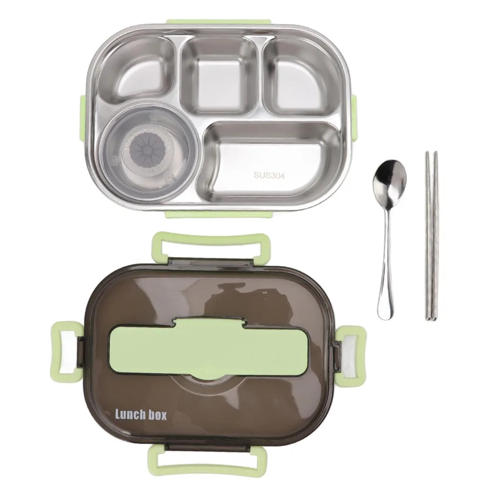 304 Stainless Steel 5-Compartment Lunch Box 2000ml | Travel Stainless Steel Lunch Box Richie's