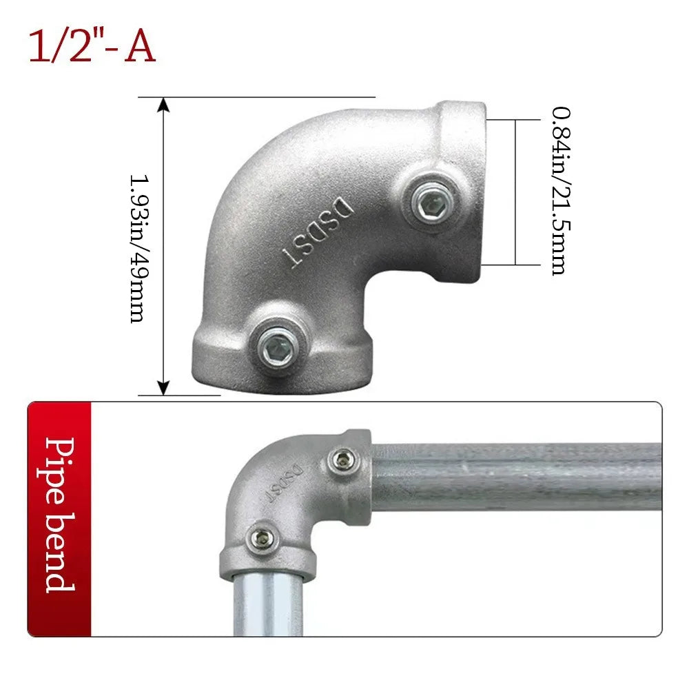 Aluminum Alloy Pipe Fitting Connector 1/2" & 3/4" Corner Elbow Pipe Fitting Connector Richie's 1-2--- A