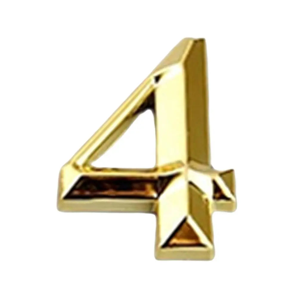 3D Golden Self-Adhesive Door Numbers 0–9 | Electroplated Zinc Door Number Sign Richie's 4