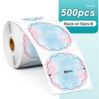 Phomemo 1000pcs Round Thermal Shipping Labels Rainbow Stickers Thermal Shipping Labels Richie's 500pcs Star B