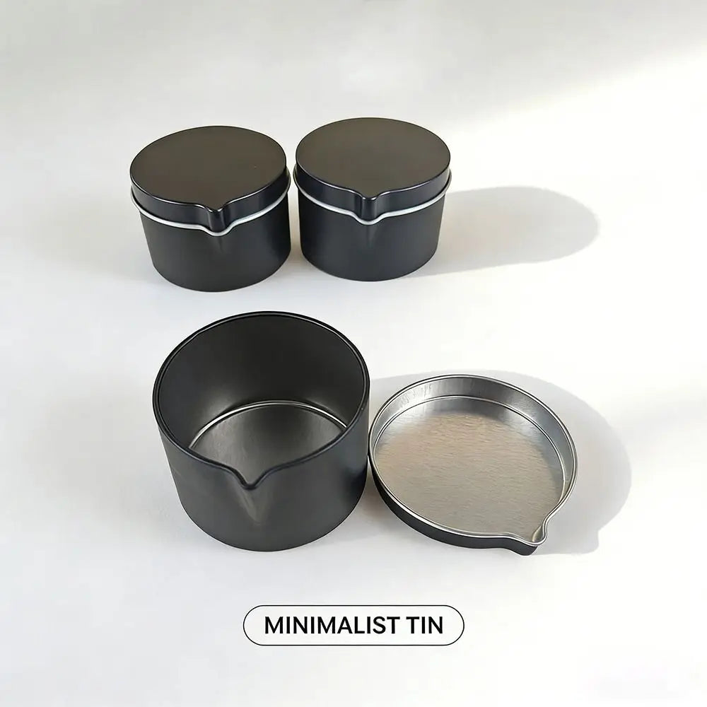 Round Tinplate Candle Tins with Spout & Lid – Black & Silver Candle Tin Container Richie's