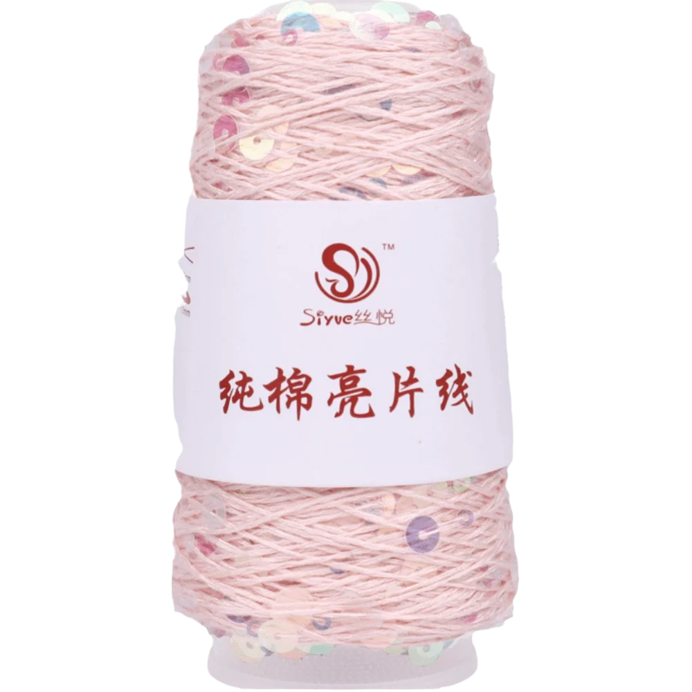 Sequin Bead Hand Knitting Yarn – Sparkle DIY Craft Thread Knitting Yarn Richie's Light Pink