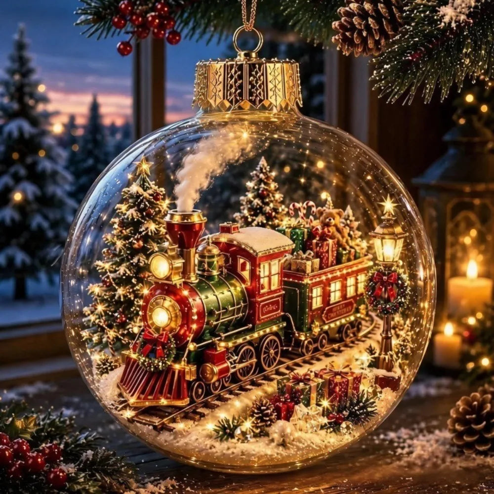 Light-Up Acrylic Christmas Ball Ornament 8CM Santa Claus Christmas Ball Ornament Richie's Style-8