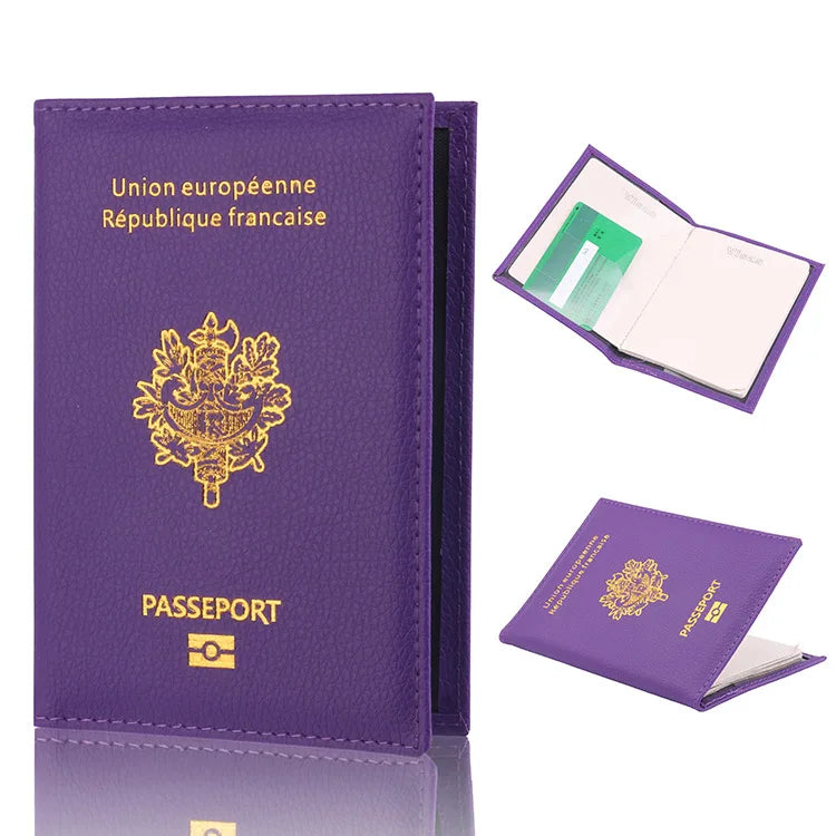 France Passport Cover PU Leather Travel Wallet Card Holder Passport Travel Wallet Richie's
