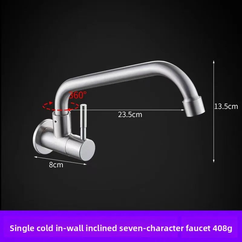 Wall Mount Single Cold Kitchen Faucet – Stainless Steel Sink Tap Kitchen Wall Faucet Richie's 304