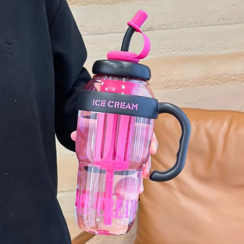1200ml Leakproof Sports Water Bottle with Straw & Handle Sports Water Bottle Richie's Red
