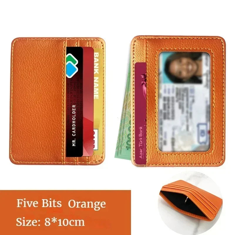 Ultra-Thin PU Leather Mini Wallet – 4-Slot Card Holder Slim Card Holder Wallet Richie's Orange