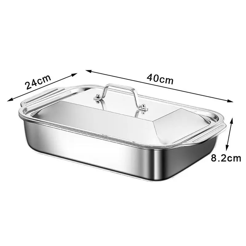 Stainless Steel Baking Pan with Lid – Roasting & Serving Dish Baking Pan Richie's L With lid