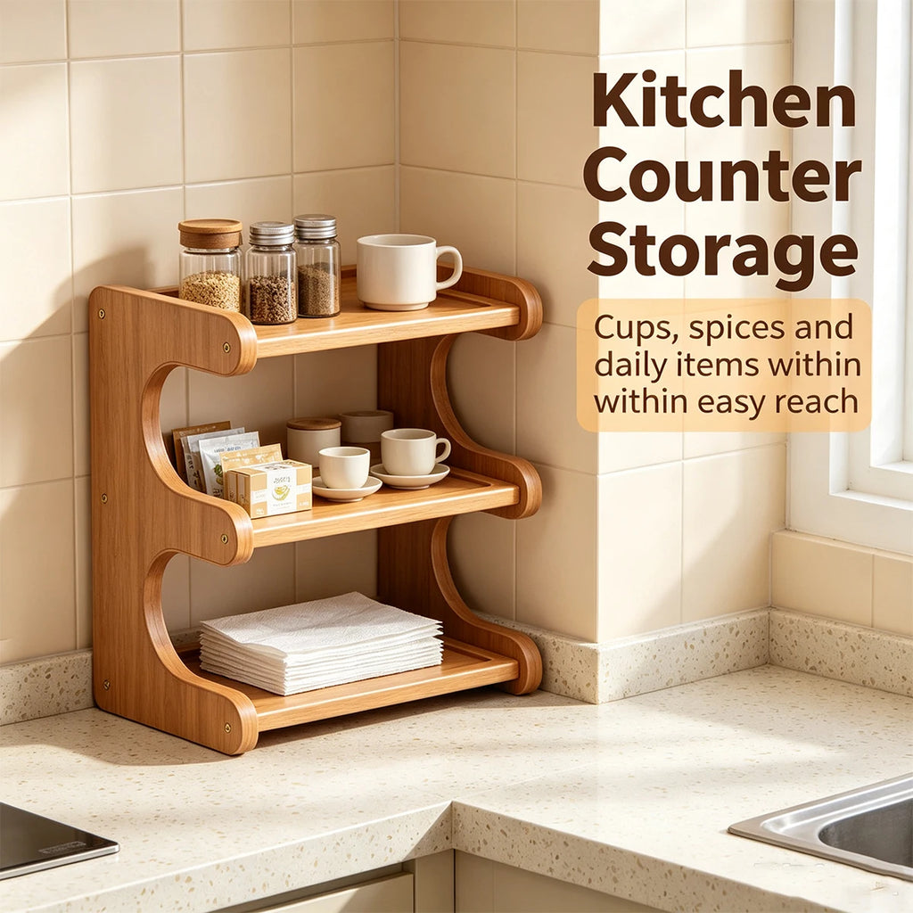 Multi-Layer Wood Desktop Storage Rack – Bookshelf & Organizer Desktop Storage Rack Richie's