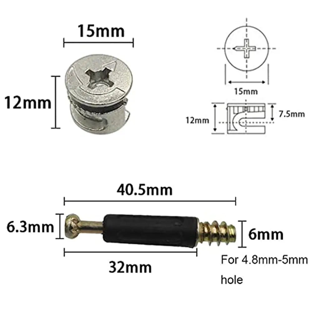 50 Sets Furniture Cam Lock Fittings with Dowels & Nuts – DIY Furniture Cam Lock Fittings Richie's 50pcs