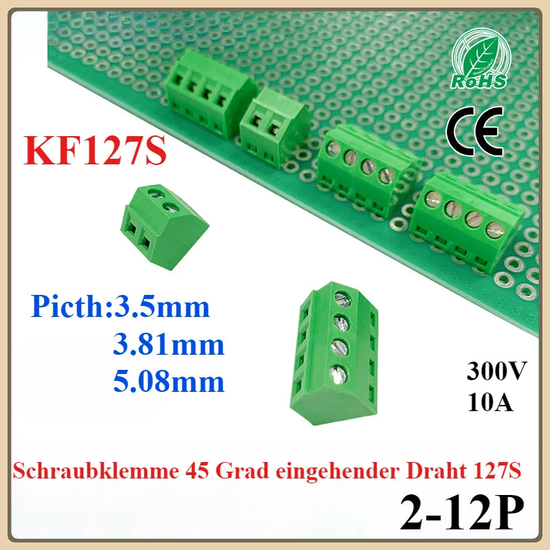 KF127S PCB Terminal Block 3.5/3.81/5.08mm Connector – 5 Pack PCB Terminal Block Richie's 3P 3.81MM