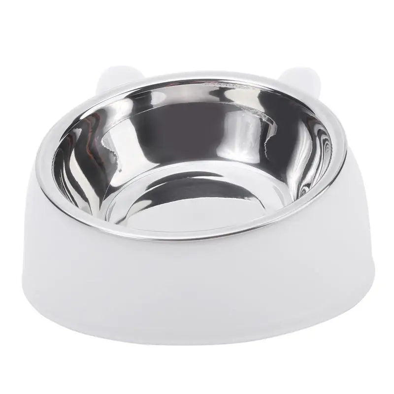 Stainless Steel Cat Bowl 15° Tilted Non-Slip Pet Food Dish Pet Feeding Bowl Richie's white