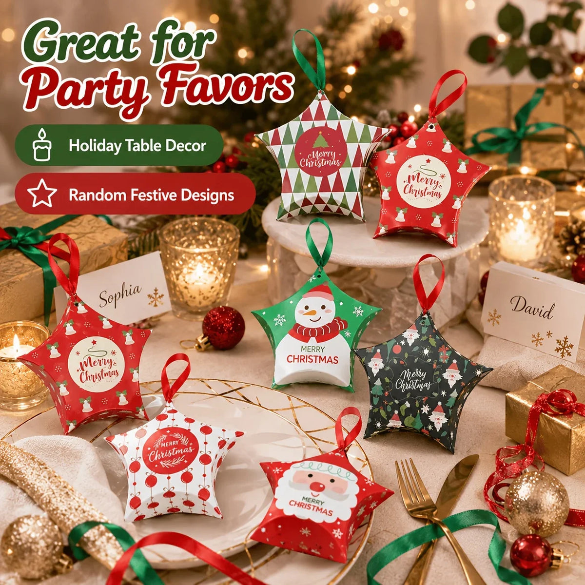 30 Pcs Star-Shaped Christmas Gift Boxes with Ribbons Christmas Gift Boxes Richie's