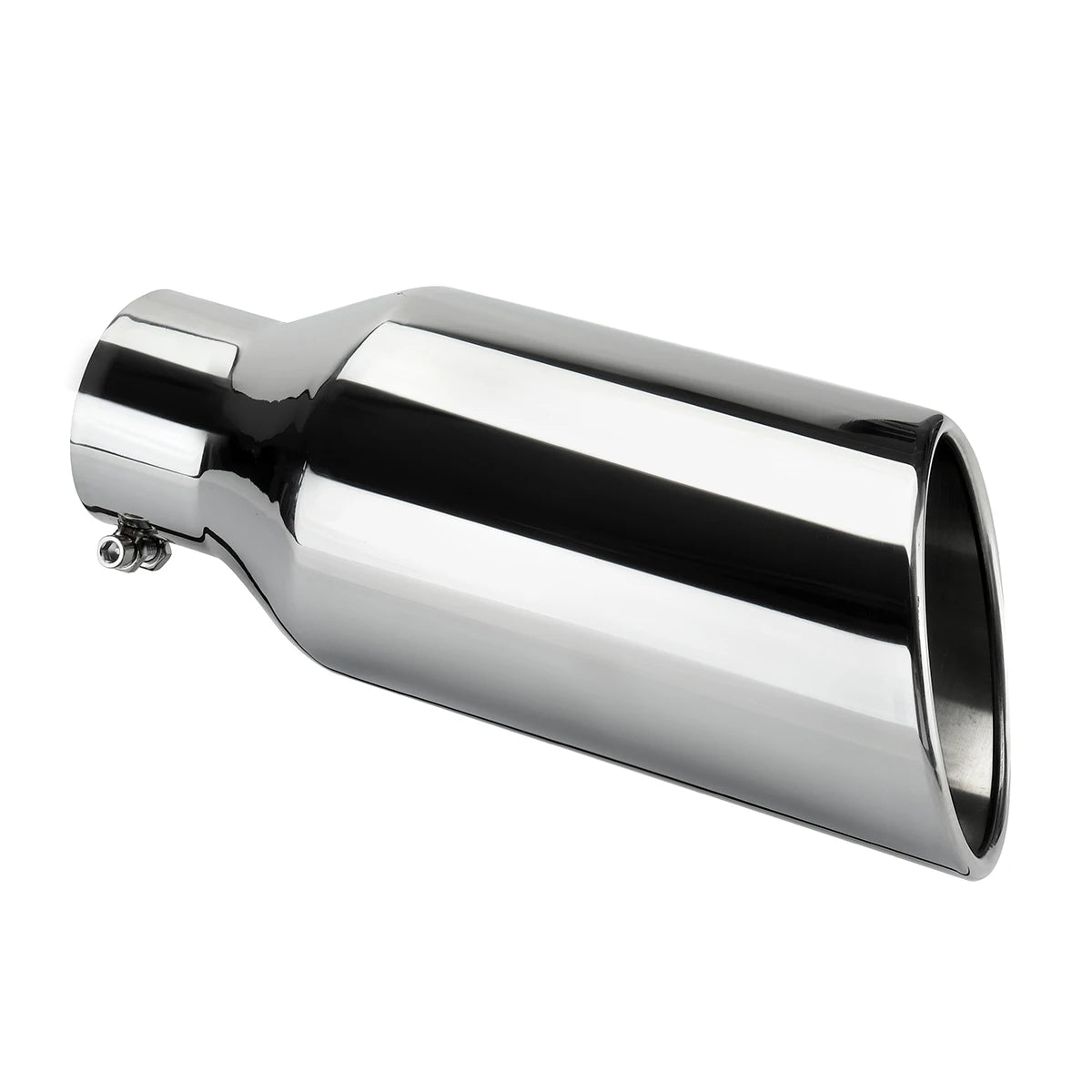 Universal Exhaust Tip 12" 3" Inlet 5" Outlet Angle Cut Tailpipe Exhaust Tip Richie's Silver