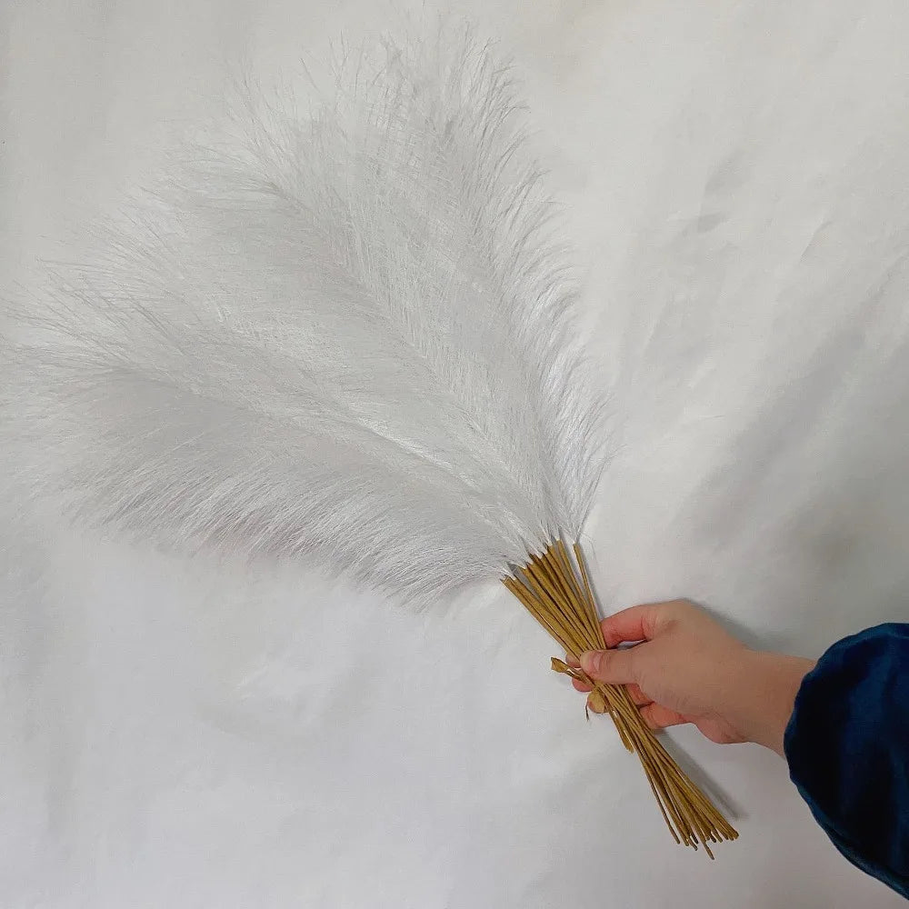 10PCS Fluffy Pampas Grass Artificial Stems 55CM | Wedding Decor
