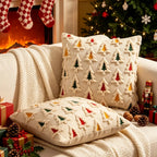 2-Pack 3D Christmas Tree Embroidered Plush Pillow Covers 18" Cushion Cover Set Richie's