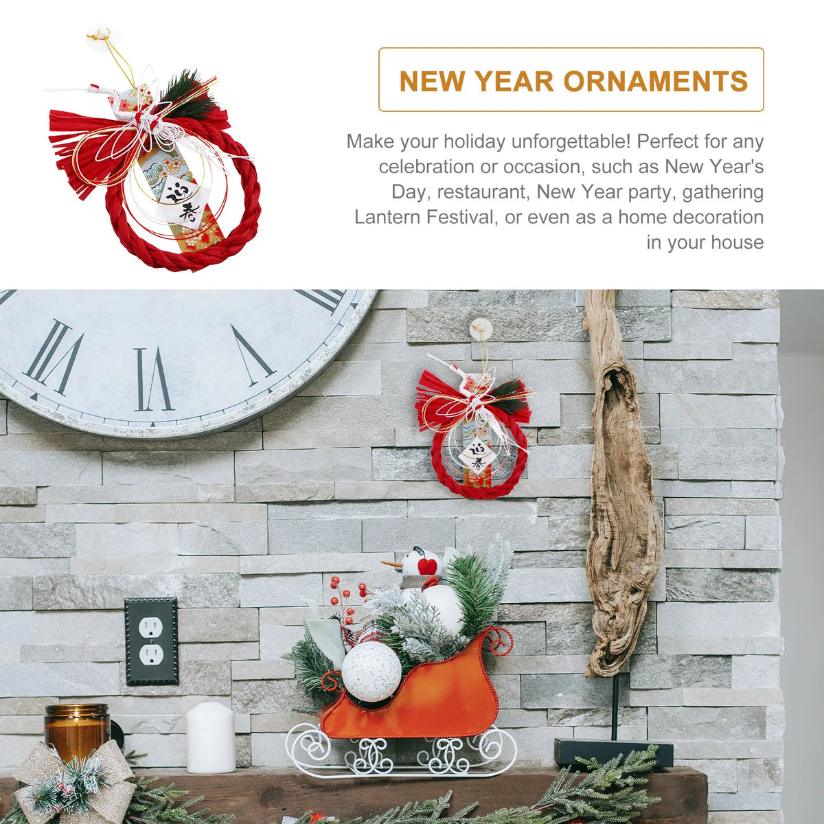 Straw Rustic New Year Hanging Ornament – Japanese Style Decor Holiday Hanging Ornament Richie's