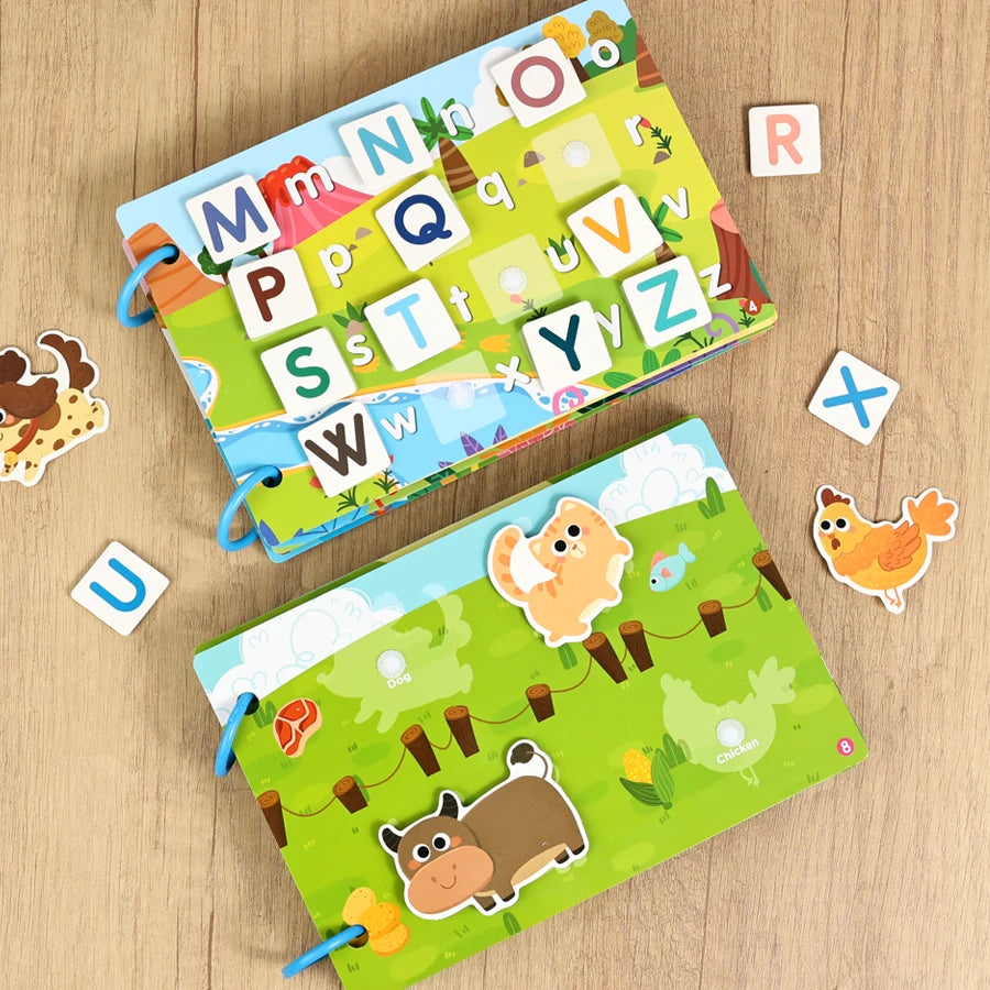Toddler Busy Book Learning Toy – Farm, Dinosaur & Vehicles Educational Busy Book Richie's