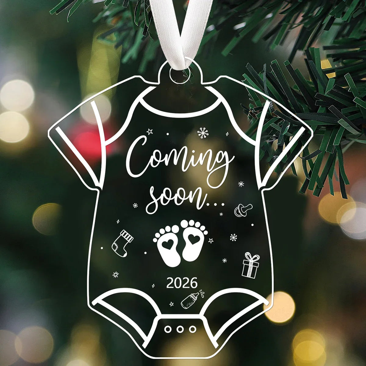 2026 Baby Announcement Christmas Ornament Set of 2 | Heart Decor Christmas Ornament Set Richie's