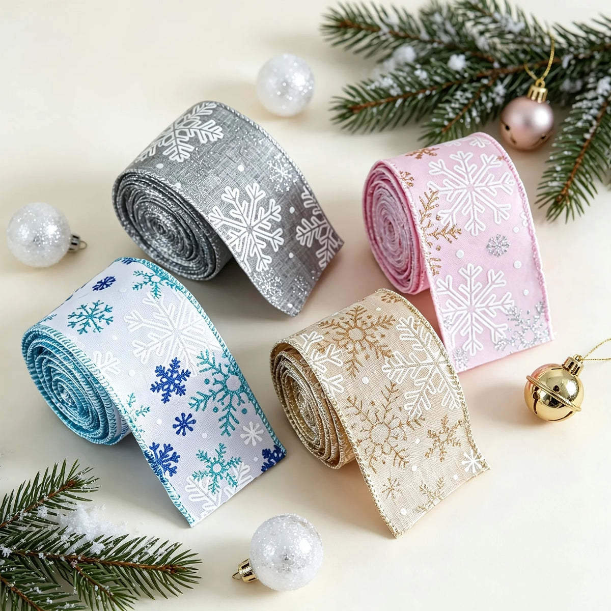 Colorful Snowflake Satin Ribbon – Christmas Wreath & Bow Decor Christmas Ribbon Richie's