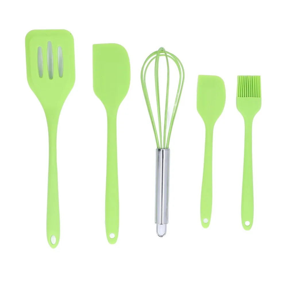 5-Piece Silicone Kitchen Utensils Set – Nonstick & Heat Resistant Silicone Utensil Set Richie's Green