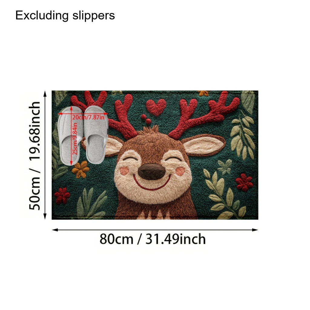 Fluffy Christmas Deer Bath Mat – Quick-Dry Microfiber Anti-Slip Holiday Bath Mat Richie's
