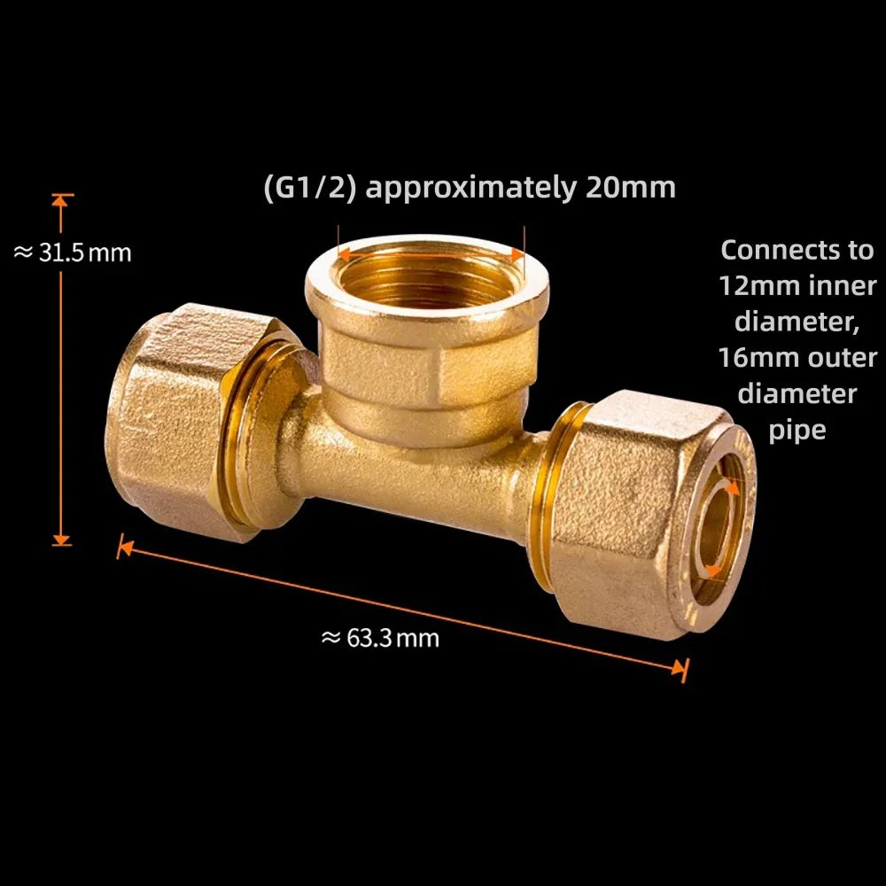 Brass Pipe Fitting 2/3 Way Male Female Thread Solar Heater Brass Pipe Fitting Richie's 8