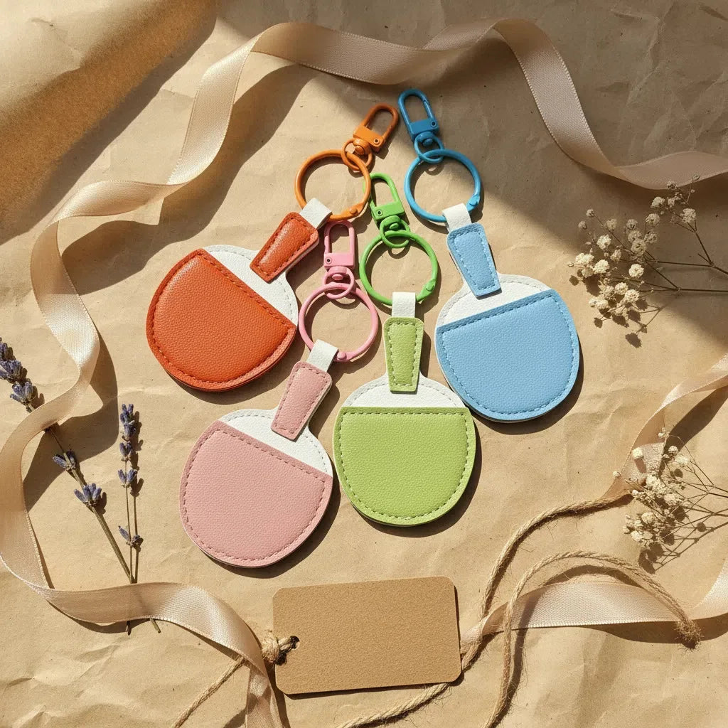Ping-Pong Racket Keychain PU Leather Table Tennis Bag Pendant Sports Keychain Pendant Richie's