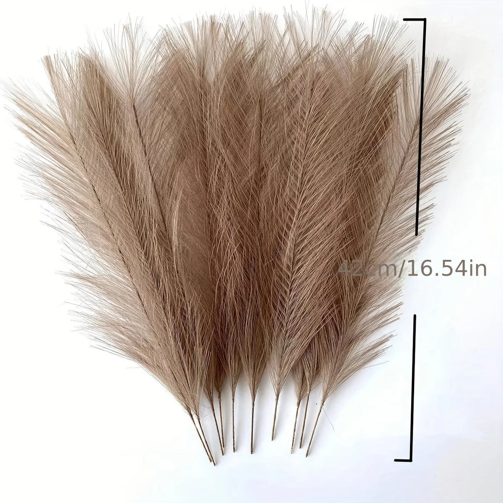 10pcs Faux Reed Grass Feather Stems – Artificial Home Décor Artificial Flower Stems Richie's