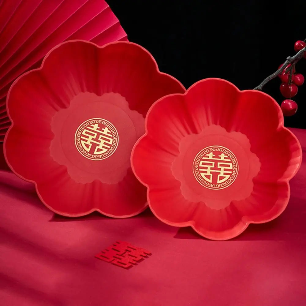 Chinese Red Festive Serving Tray – Wedding & Banquet Plate Decorative Serving Tray Richie's
