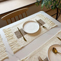 4-Pack Boho Burlap Placemats with Tassels | Heat Resistant Linen Table Placemats Richie's Beige L