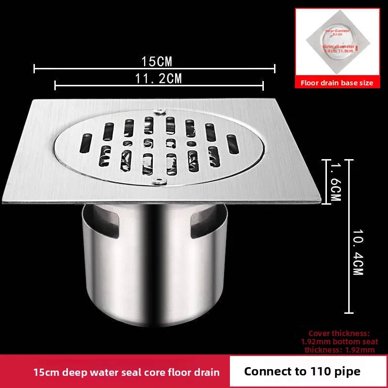 304 Stainless Steel Lockable Floor Drain – 110mm Institutional Lockable Floor Drain Richie's 15Cm110-150 tube -1