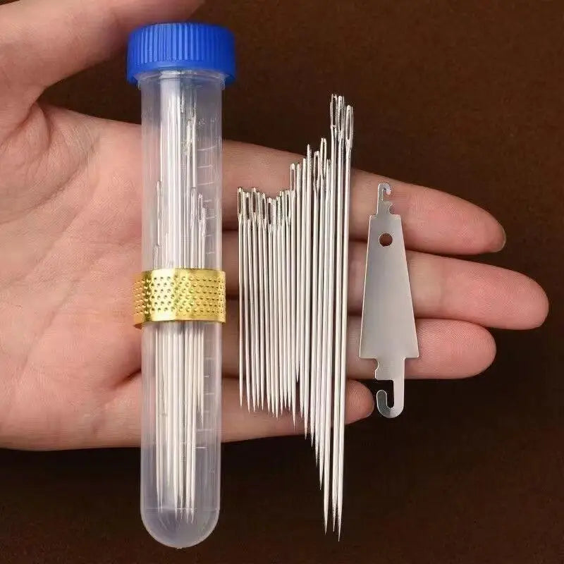 Stainless Steel Sewing Needle Set with Threader & Storage Tube Sewing Needle Kit Richie's