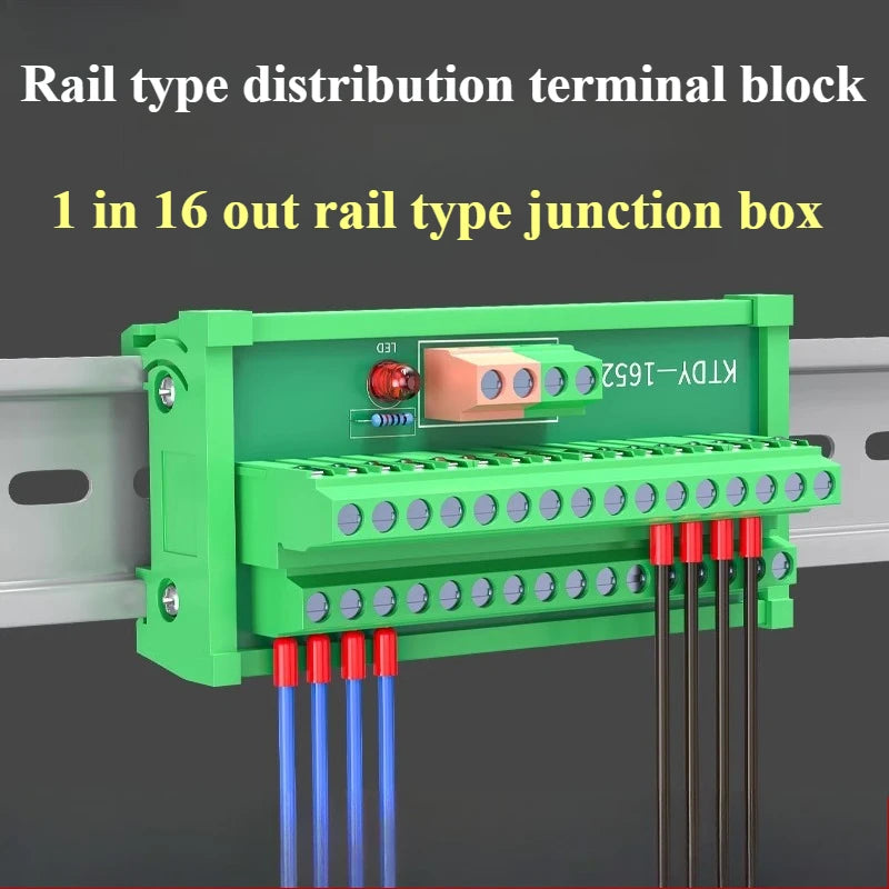 Guide Rail Terminal Block 1 In 5/8/16 Out Power Distribution Box Terminal Block Richie's
