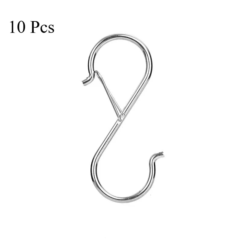 Heavy-Duty Stainless Steel S-Hooks with Safety Lock S-Hooks with Lock Richie's Silver 10 Pieces