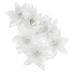 12-Piece Glitter Artificial Poinsettia Flowers Christmas Decor Artificial Christmas Flowers Richie's