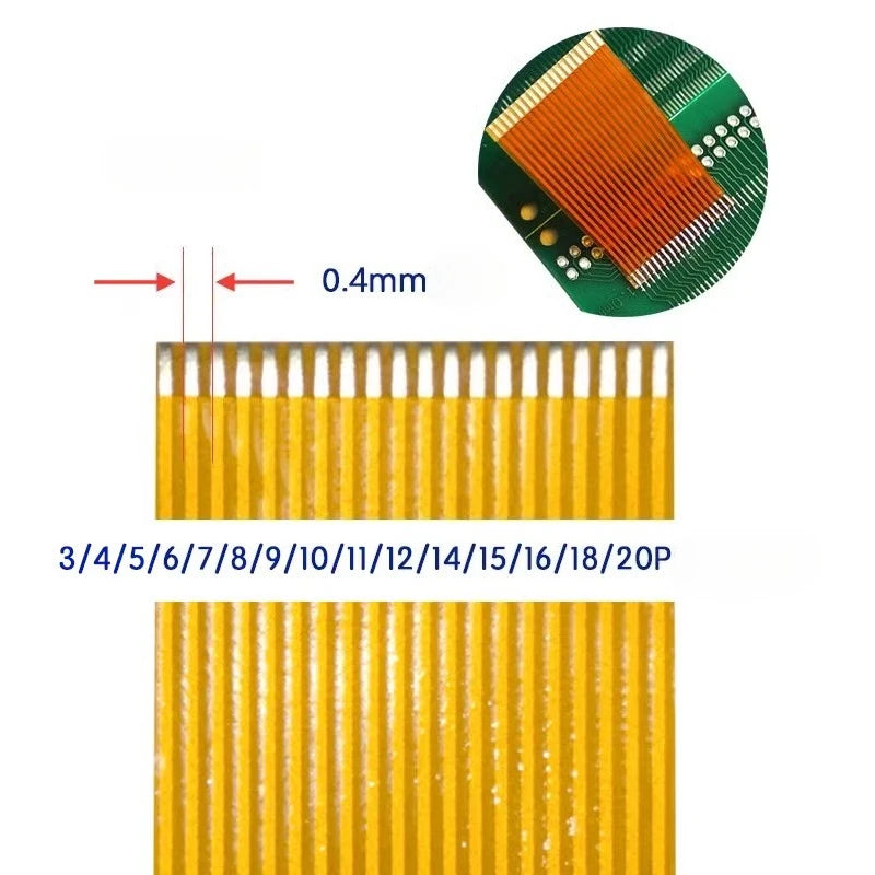2Pcs FFC FPC Ribbon Cable 0.4mm Pitch 3–30 Pin 100mm Soldering FFC FPC Ribbon Cable Richie's