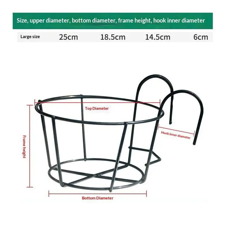 Adjustable Iron Hanging Plant Rack – Balcony Railing Pot Holder Hanging Plant Rack Richie's L 25cm Black