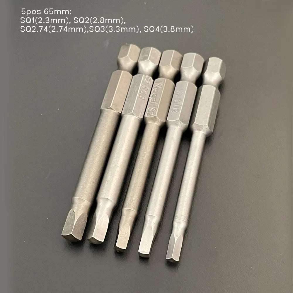 Magnetic Square Screwdriver Bit Set S2 Steel 50mm & 65mm SQ Screwdriver Bit Set Richie's 65mm 5 pcs