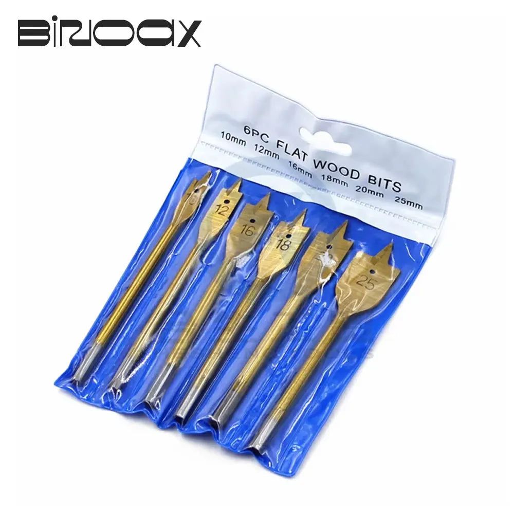 6-Piece Titanium Spade Drill Bit Set 10–25mm Woodworking Spade Drill Bit Set Richie's