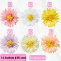 Daisy Paper Pom Poms Hanging Garland Set – 6 or 12 Pieces Paper Party Decorations Richie's 12Pcs-6 Color