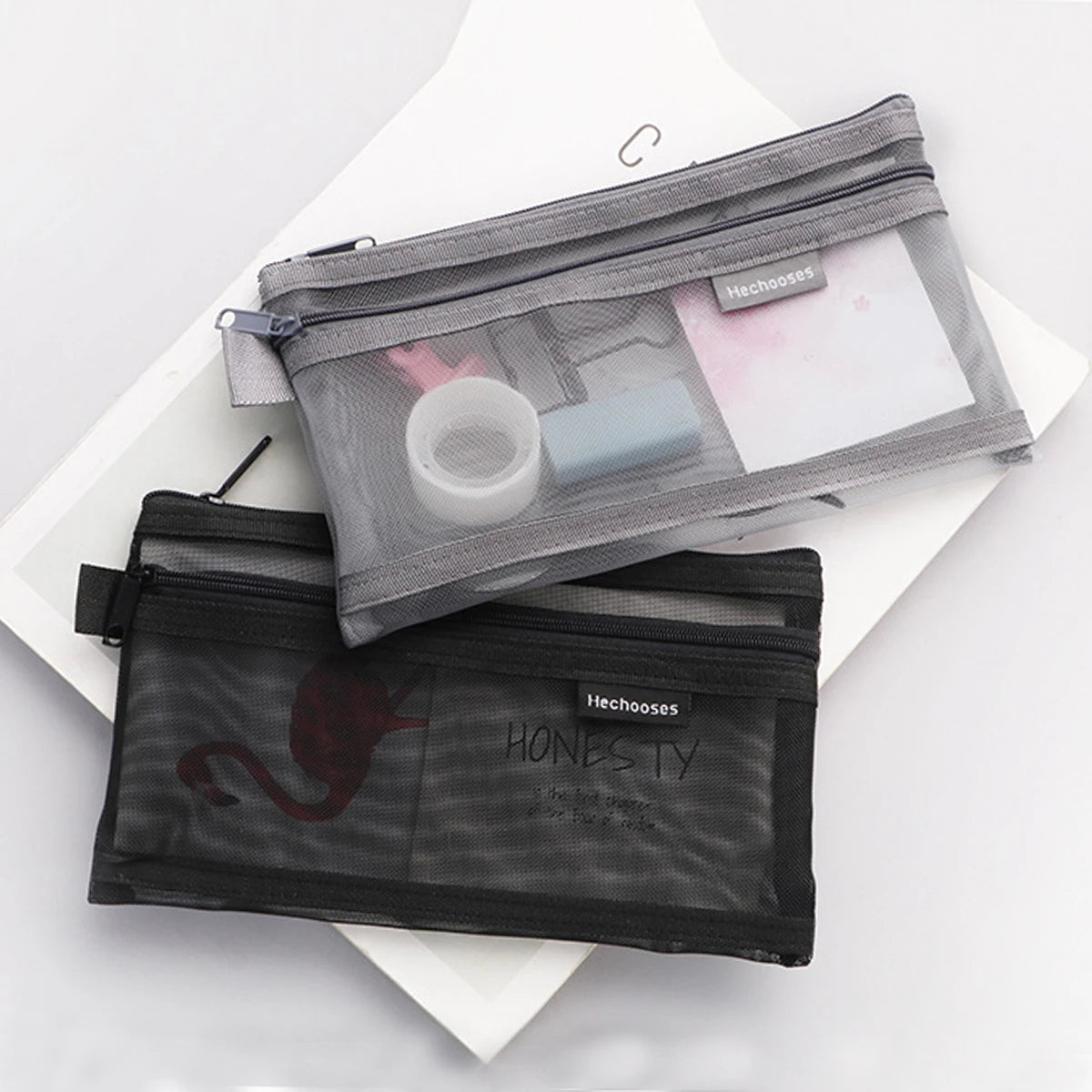 Transparent Pencil Case Double-Layer Mesh Bag | Multi-Use Pencil Case Richie's