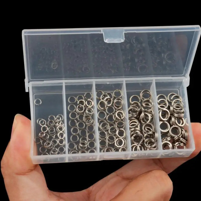 200PCS Stainless Steel Fishing Split Rings 5-Size Lure Connector Set Fishing Split Rings Richie's
