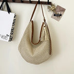 Rattan Woven Women Shoulder Bag Large Beach Tote Straw Purse Woven Shoulder Bag Richie's Creamy-white
