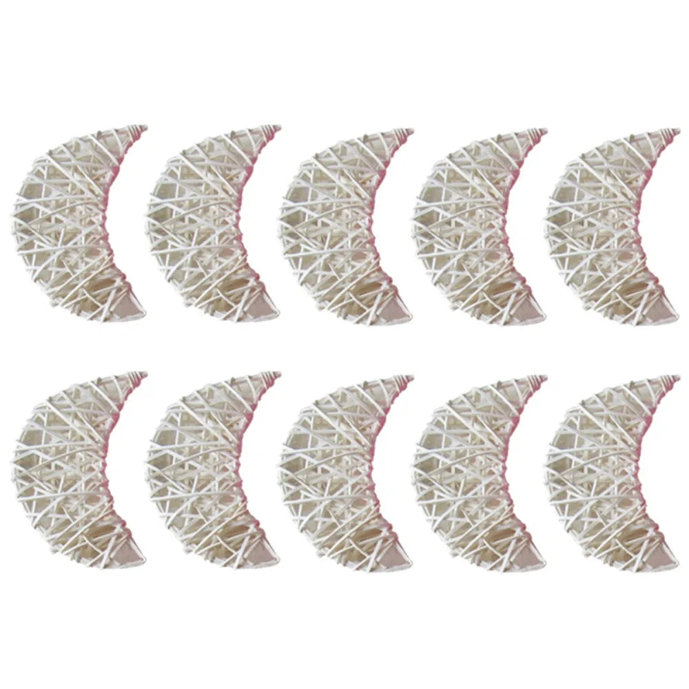 10PCS Rattan Ball Star Heart Moon Fish Xmas Tree Ornaments Christmas Ornaments Richie's 8cm moon-white